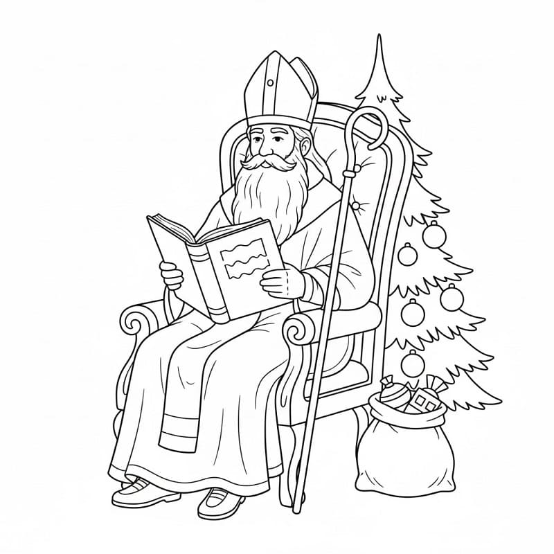 Målarbild Sankt Nikolaus läsebok