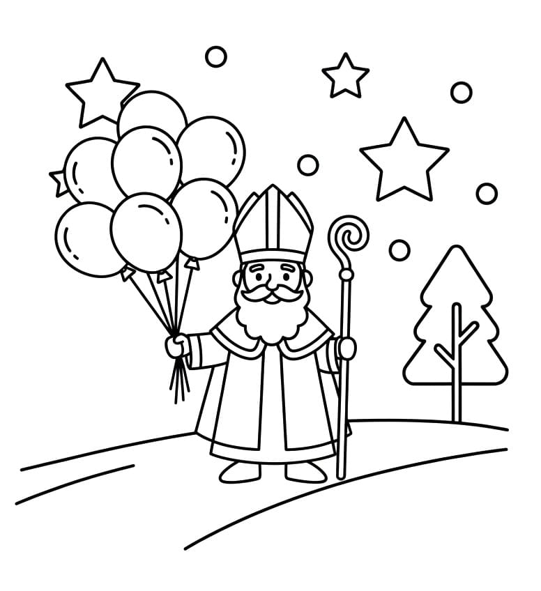 Målarbild Sankt Nikolaus med ballonger