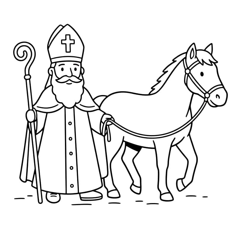 Målarbild Sankt Nikolaus med häst