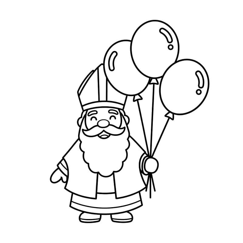 Målarbild Sankt Nikolaus och ballonger