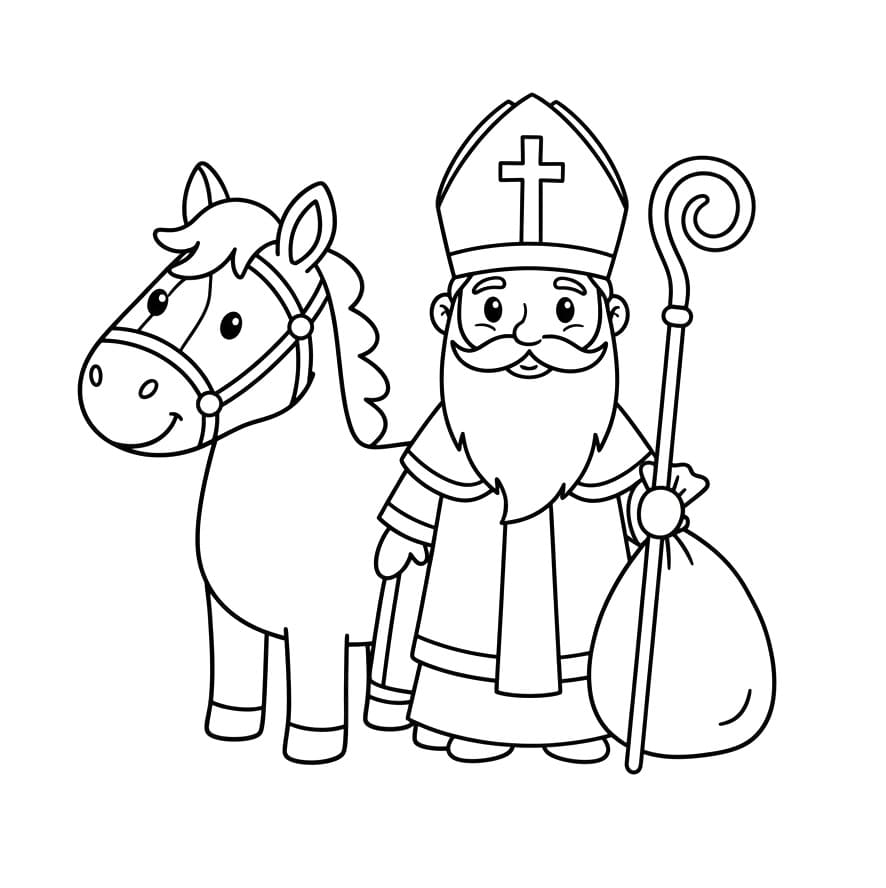 Målarbild Sankt Nikolaus och hästen