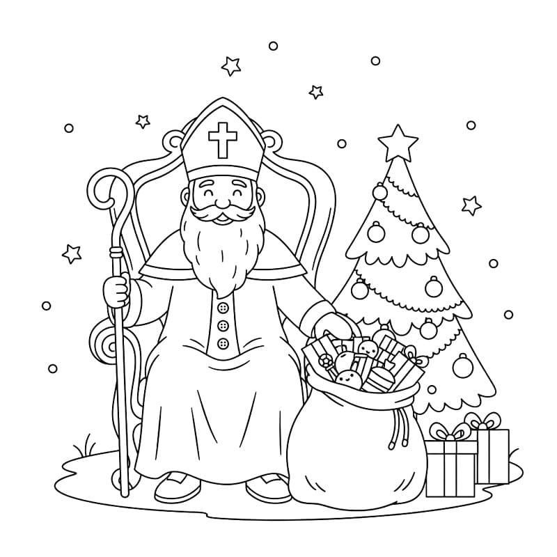 Målarbild Sankt Nikolaus och julen