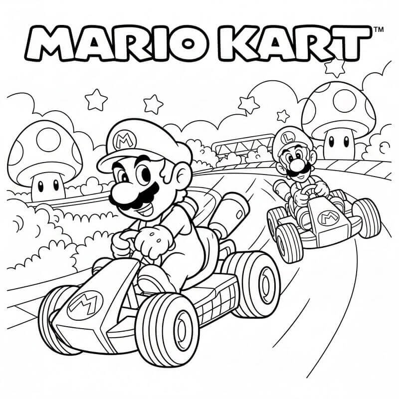 Målarbild Skriv ut Mario Kart