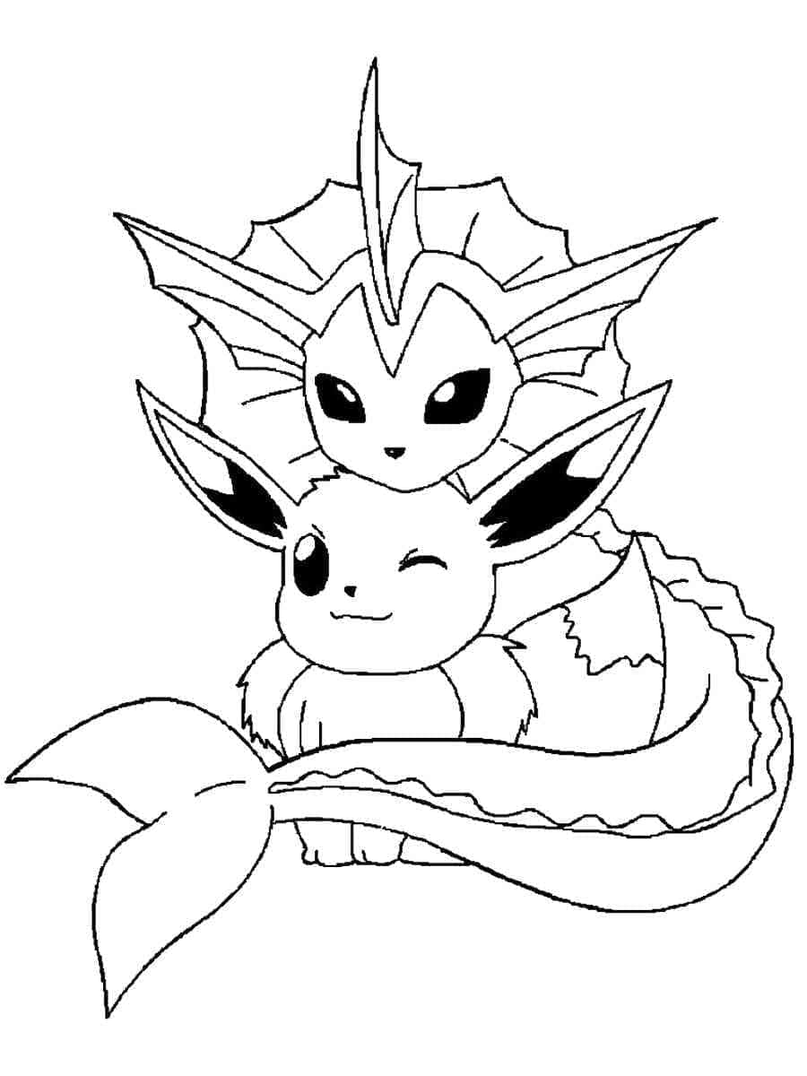 Målarbild Vaporeon tillsammans med Eevee
