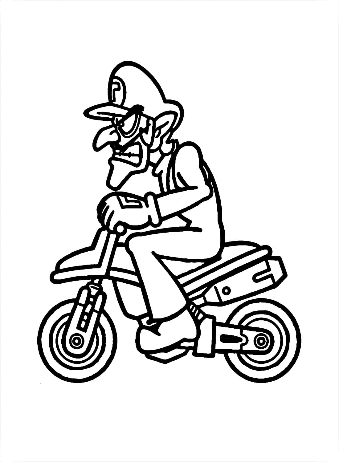 Målarbild Waluigi racar i Mario Kart