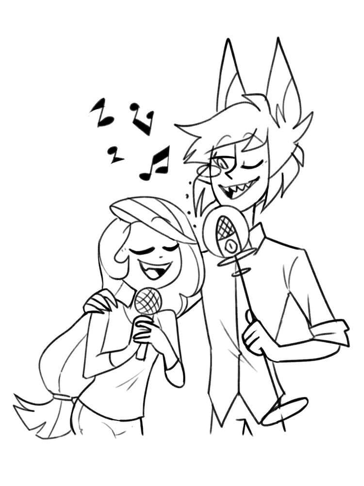 Målarbild Alastor och Charlie Magne från Hazbin Hotel