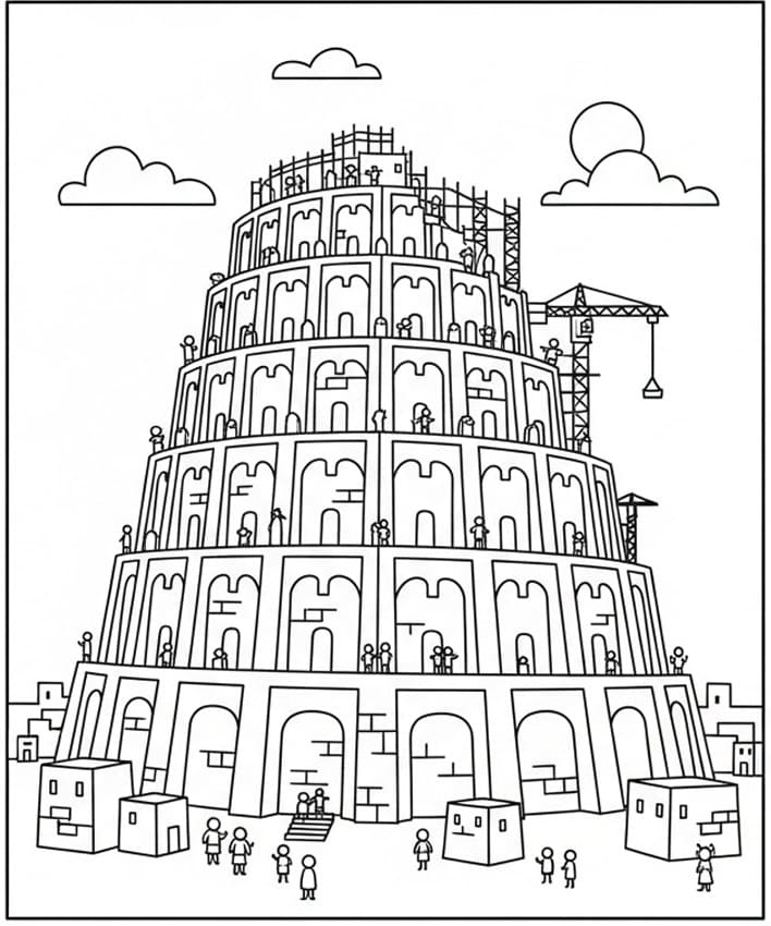 Målarbild Babels Torn Gratis