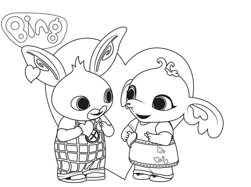 Målarbild Bing Kanin tillsammans med Sula