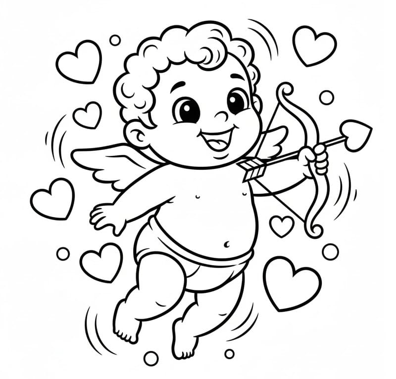 Målarbild En Söt Cupid