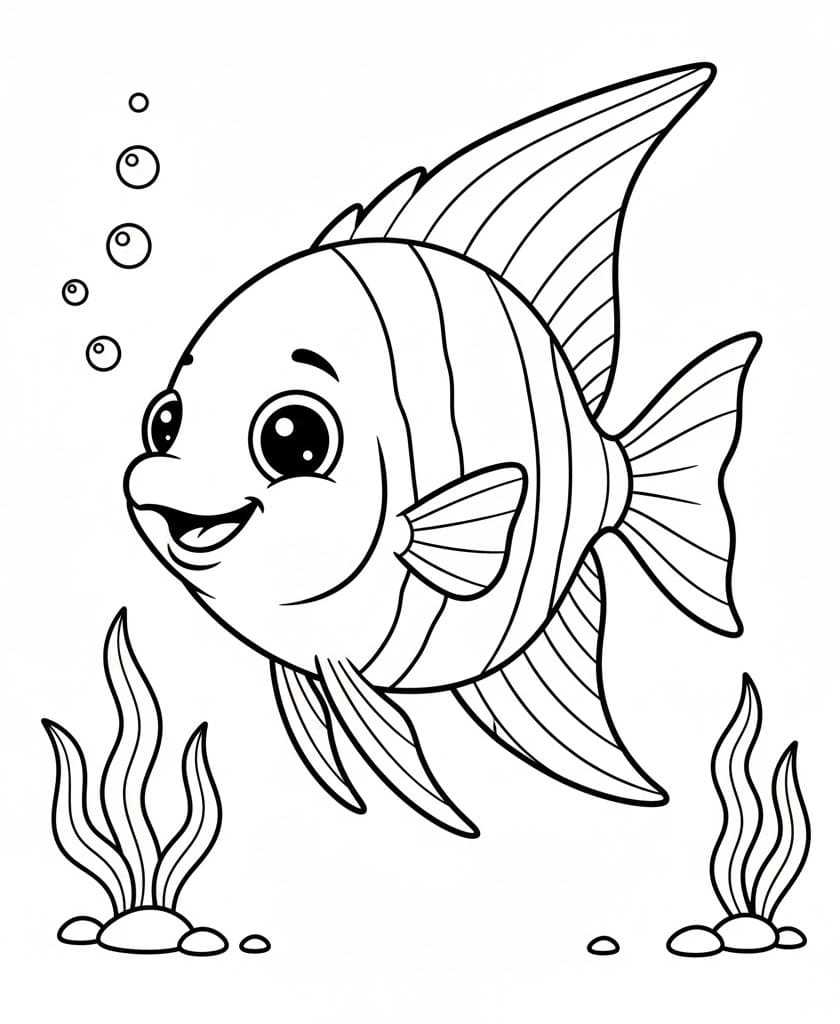 Målarbild En väldigt söt ängelfisk