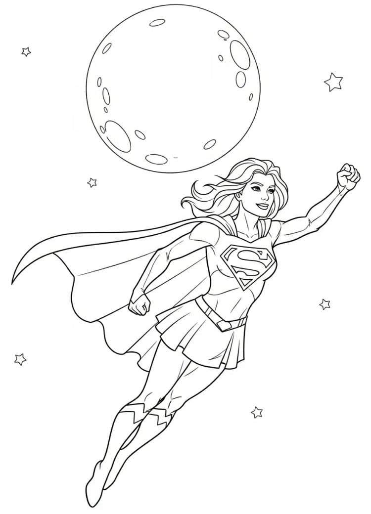 Målarbild Flygande Supergirl
