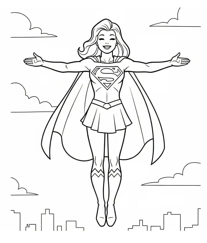 Målarbild Gratis Supergirl för Barn