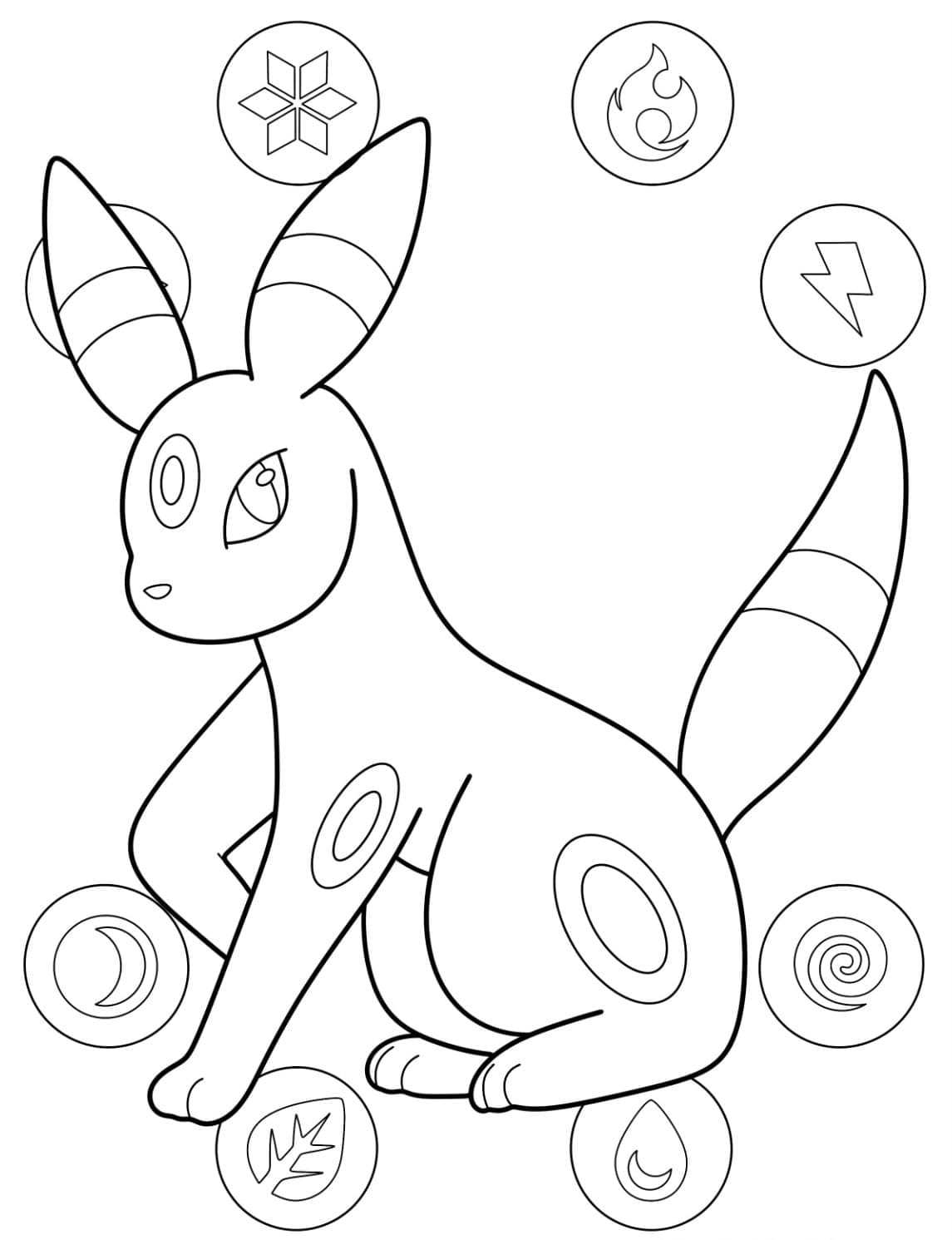Målarbild Gratis Umbreon för Barn