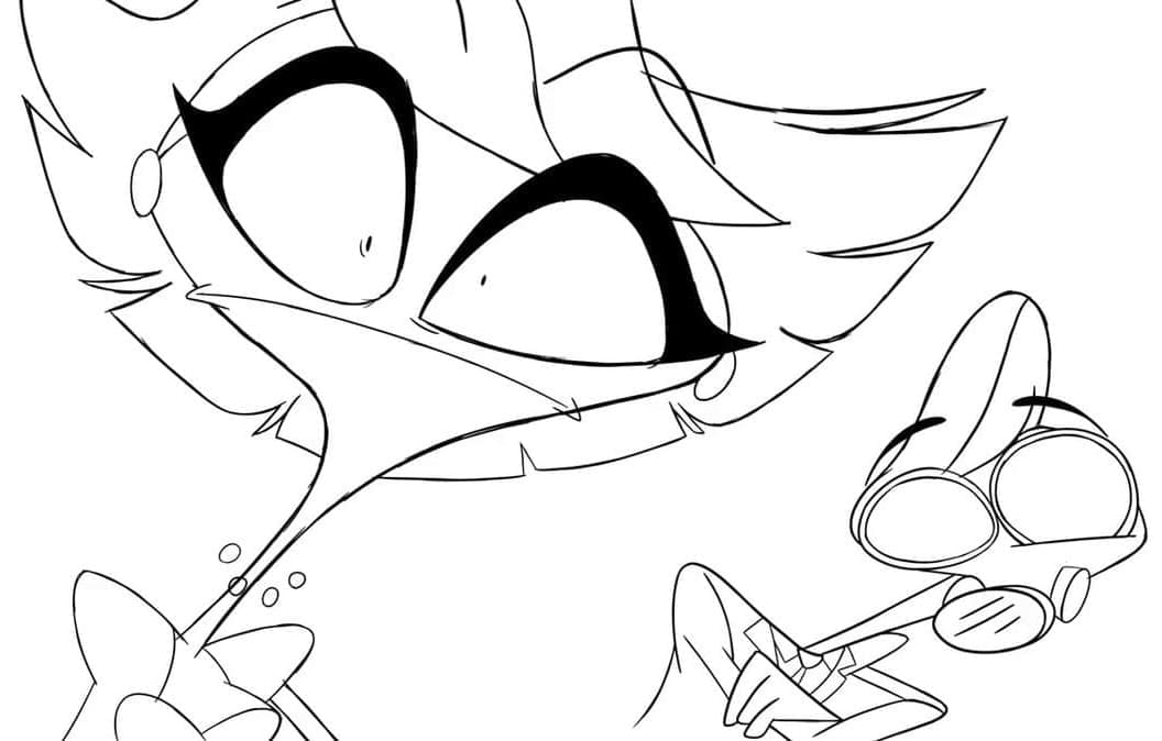 Målarbild Katie Killjoy och Tom Trench från Hazbin Hotel