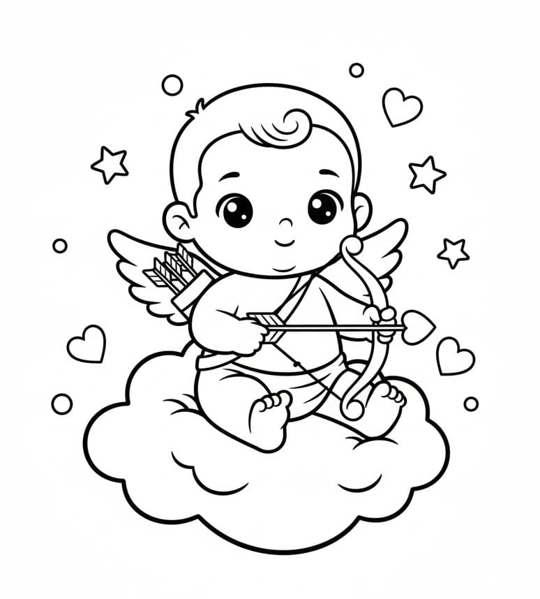 Målarbild Leende Cupid