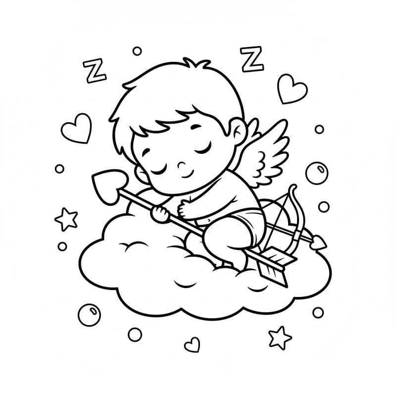 Målarbild Sovande Cupid