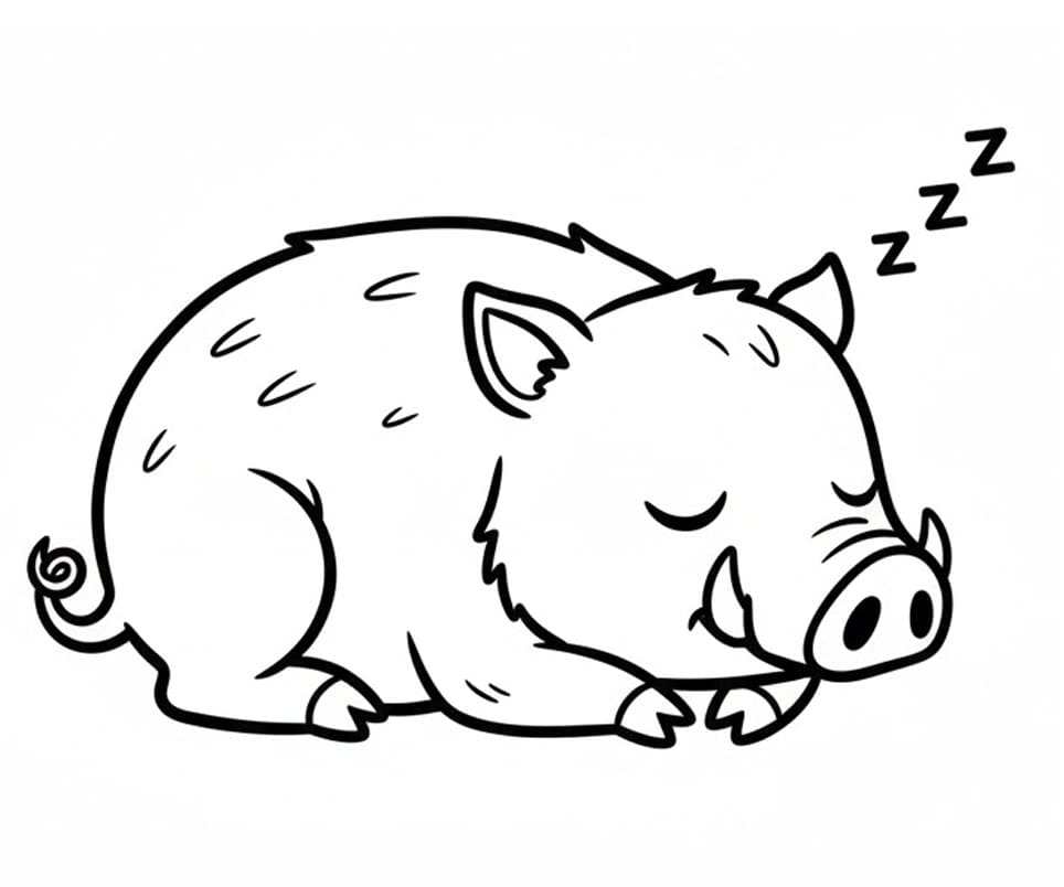 Målarbild Sovande vildsvin