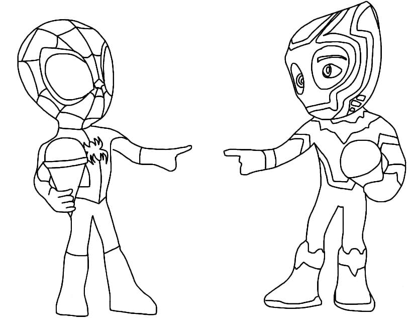 Målarbild Spidey och T’Challa