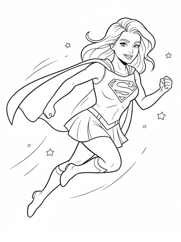 Målarbild Supergirl Gratis Utskrivbar