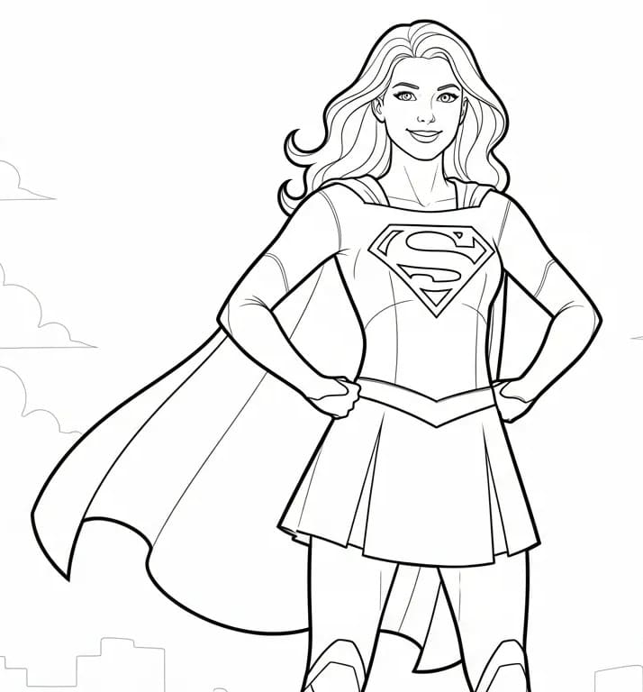 Målarbild Supergirl Gratis för Barn