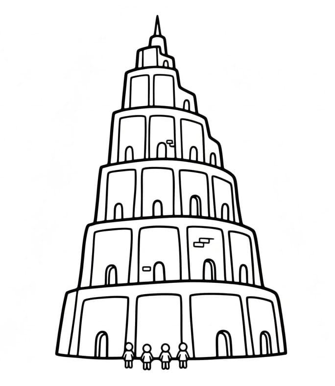Målarbild Utskrivbar Babels Torn för Barn