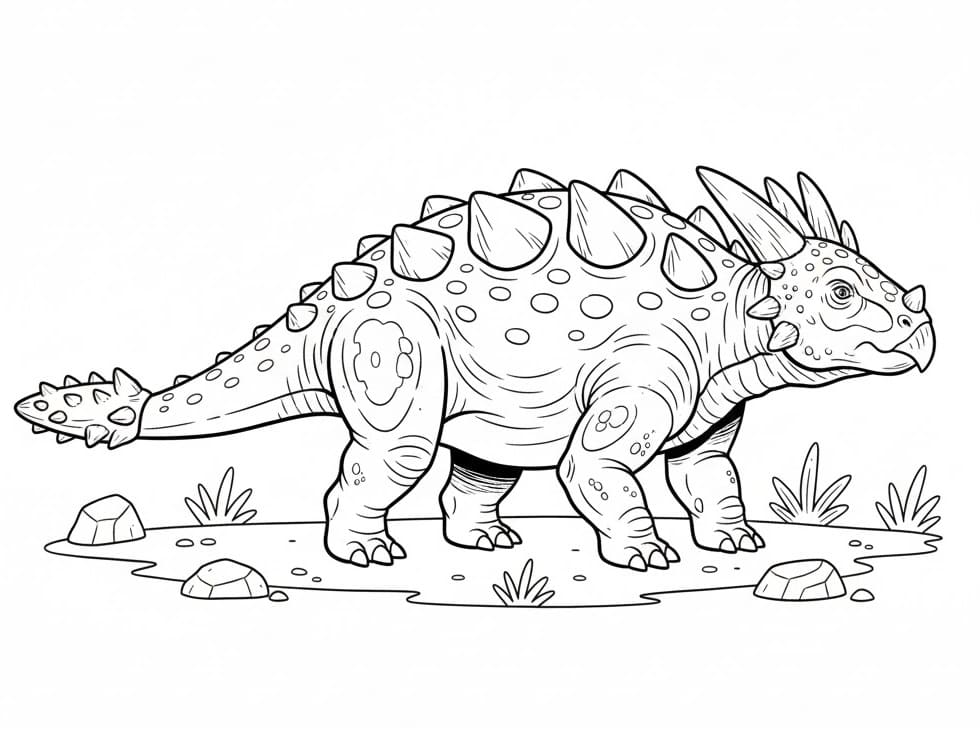 Målarbild Ankylosaurus Gratis Utskrivbar för Barn