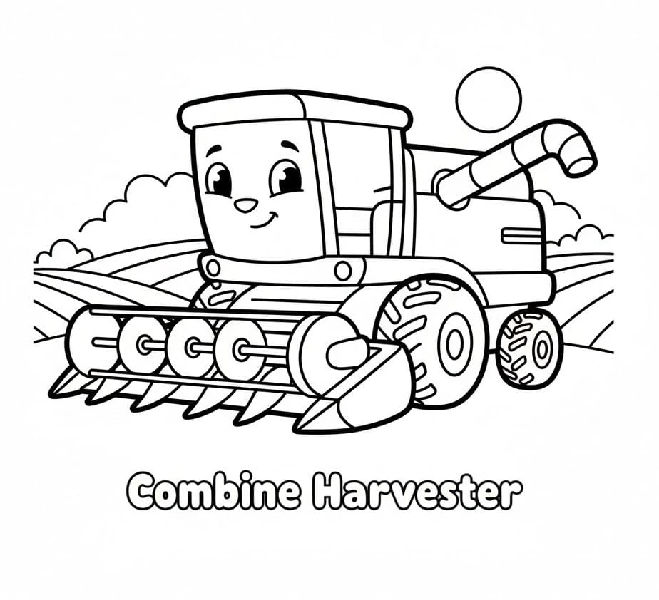 Målarbild Bedårande skördetröska