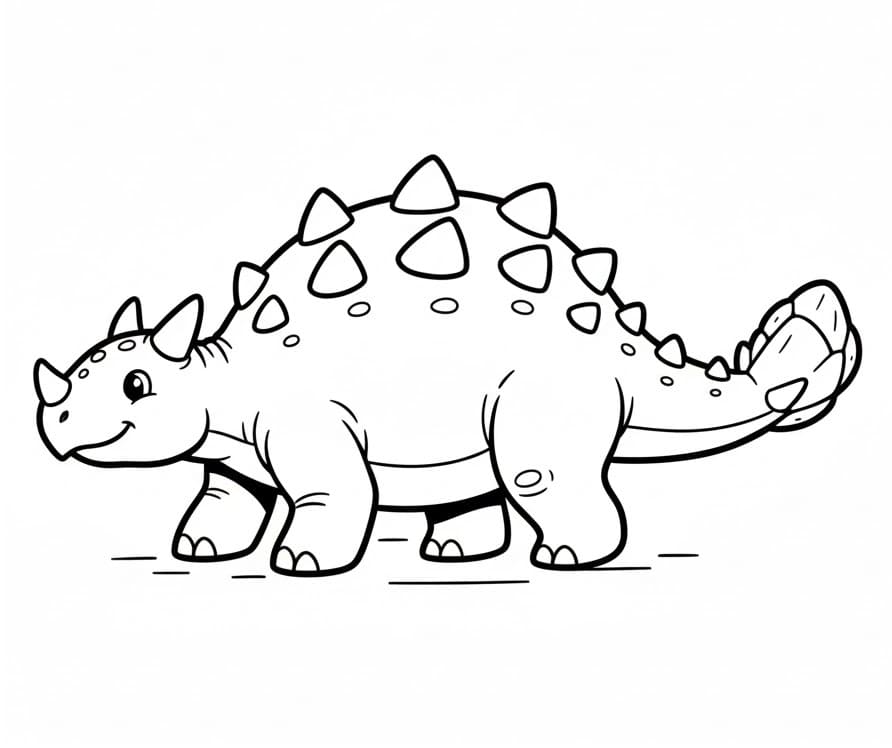 Målarbild En Söt Ankylosaurus-dinosaurie