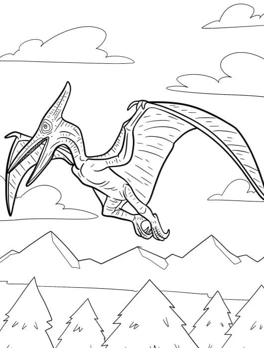 Målarbild En pterodactyl på himlen