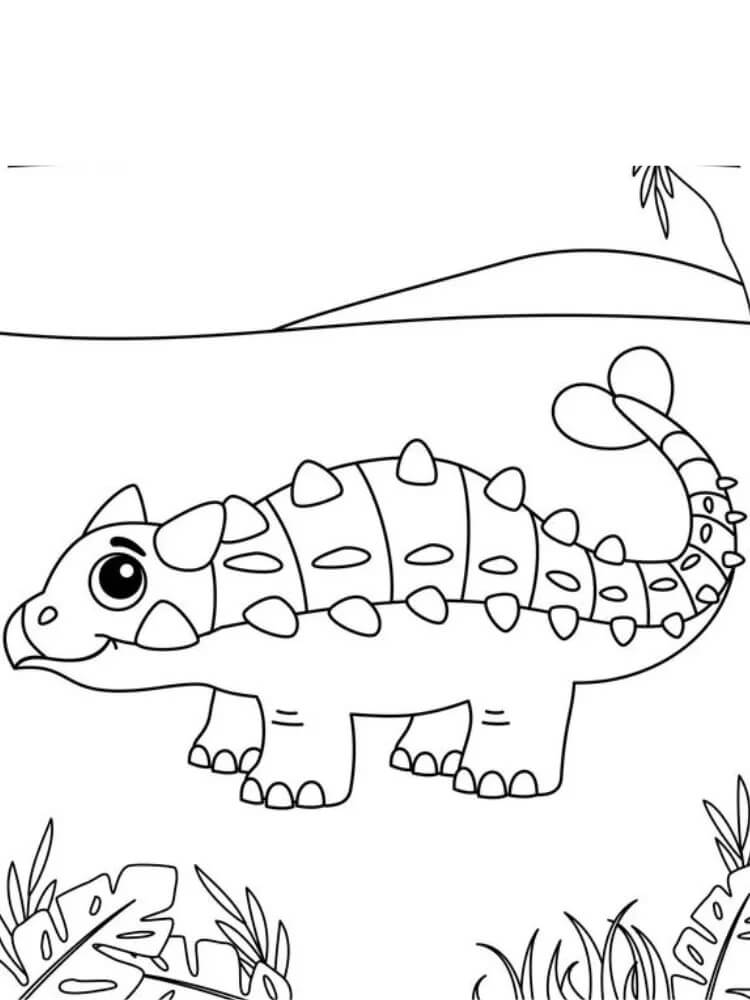 Målarbild Liten Ankylosaurus