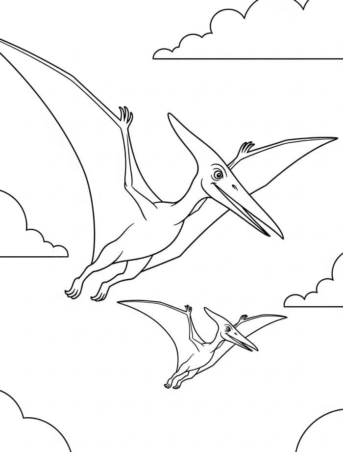 Målarbild Pterodactyl Gratis Utskrivbar för Barn