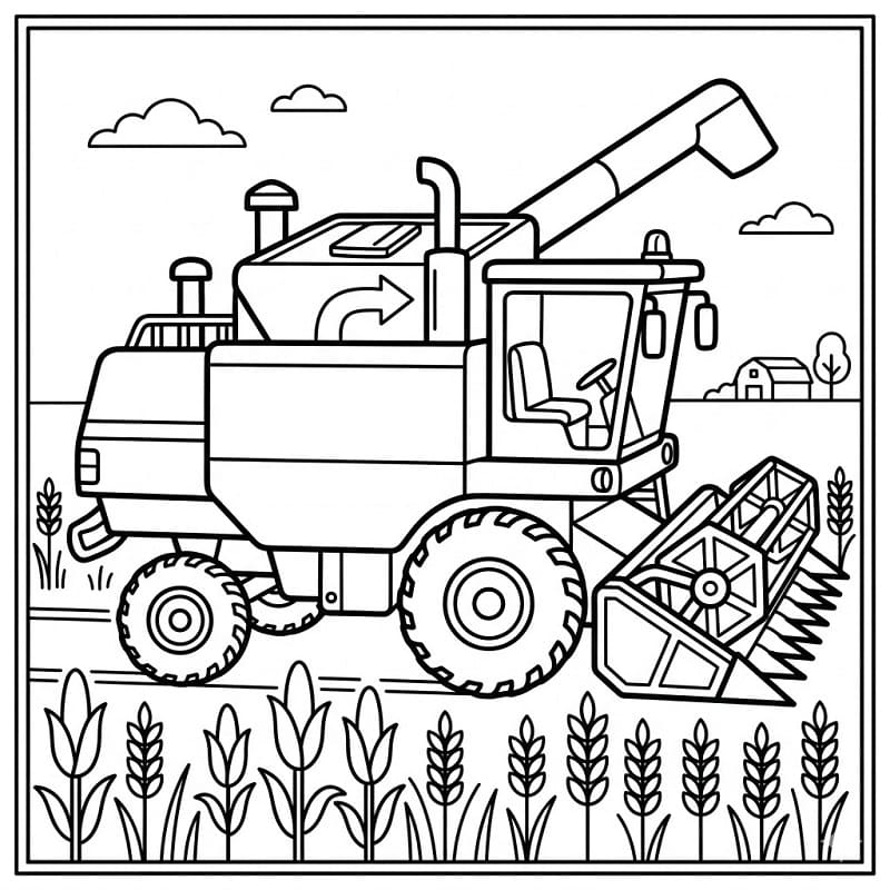 Målarbild Skördetröska Gratis för Barn