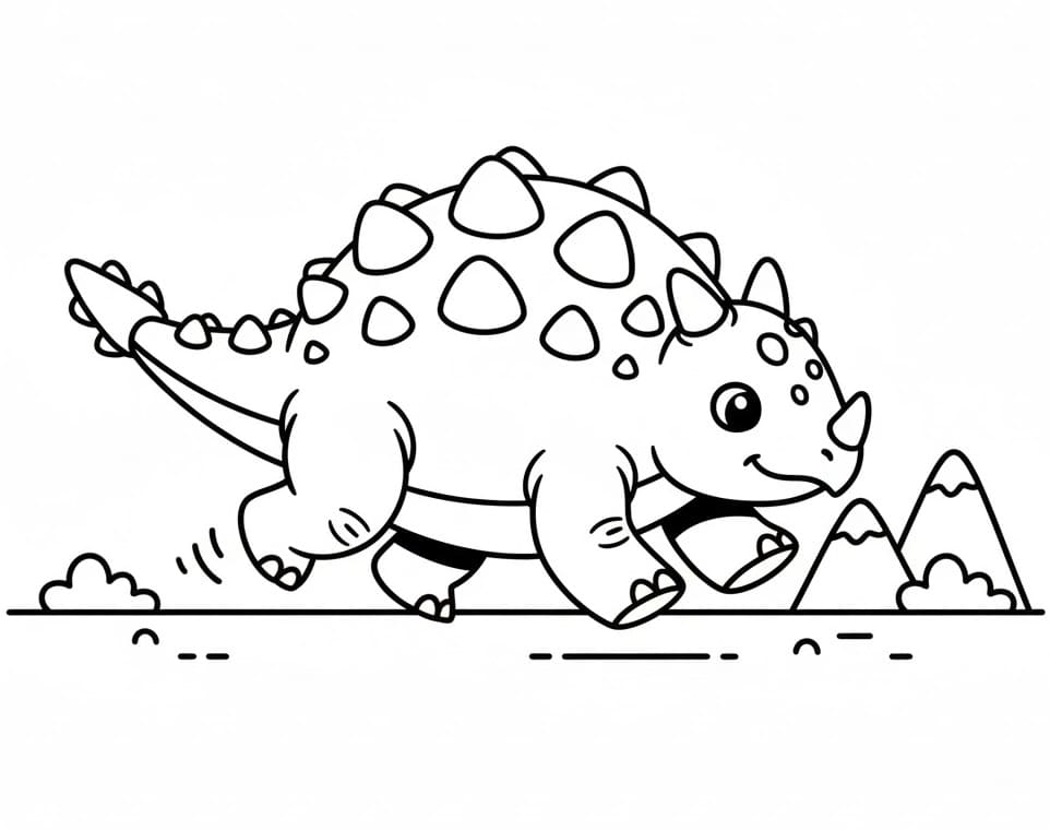 Målarbild Söt Ankylosaurus-dinosaurie