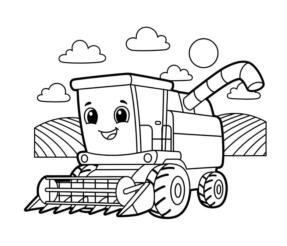 Målarbild Söt skördetröska