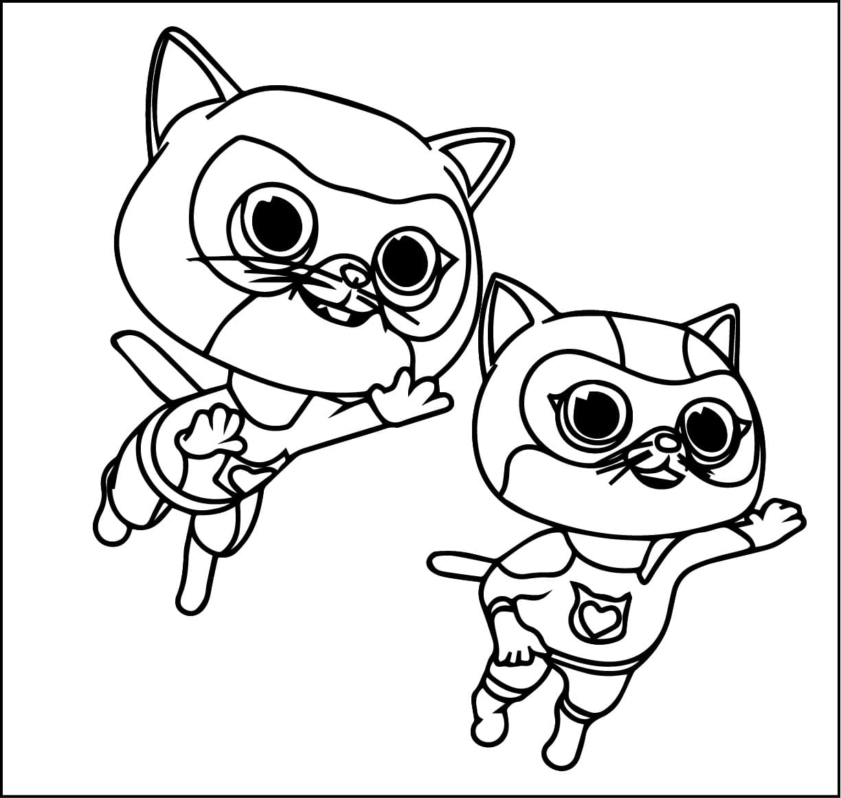 Målarbild Superkattungar Gratis Utskrivbar för Barn