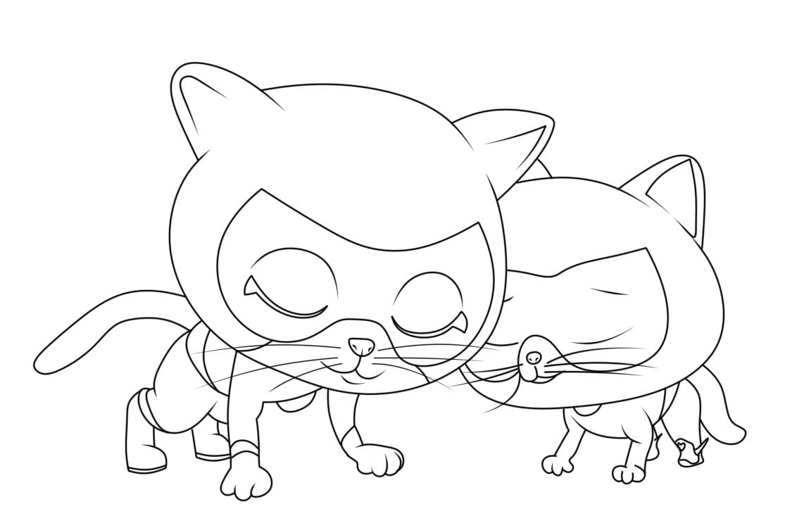 Målarbild Superkattungar Gratis för Barn