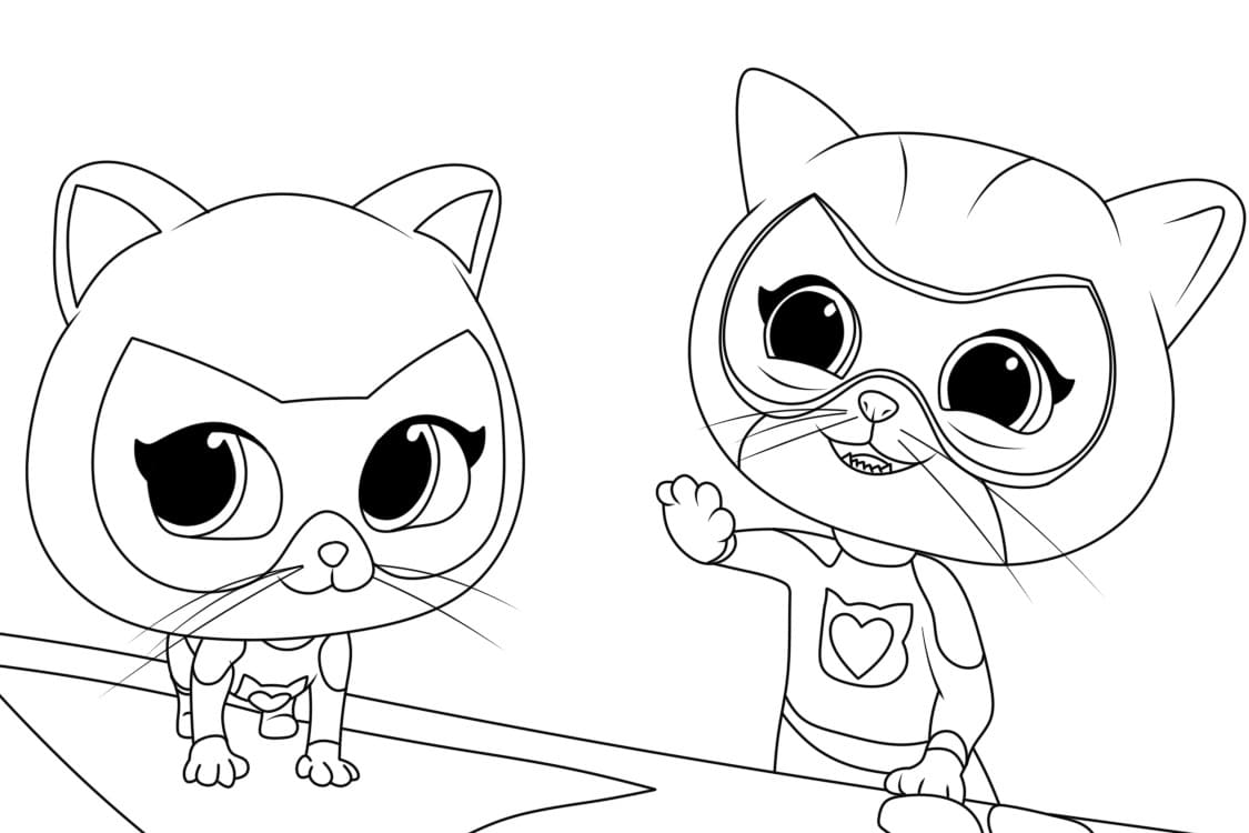 Målarbild Superkattungar Utskrivbar