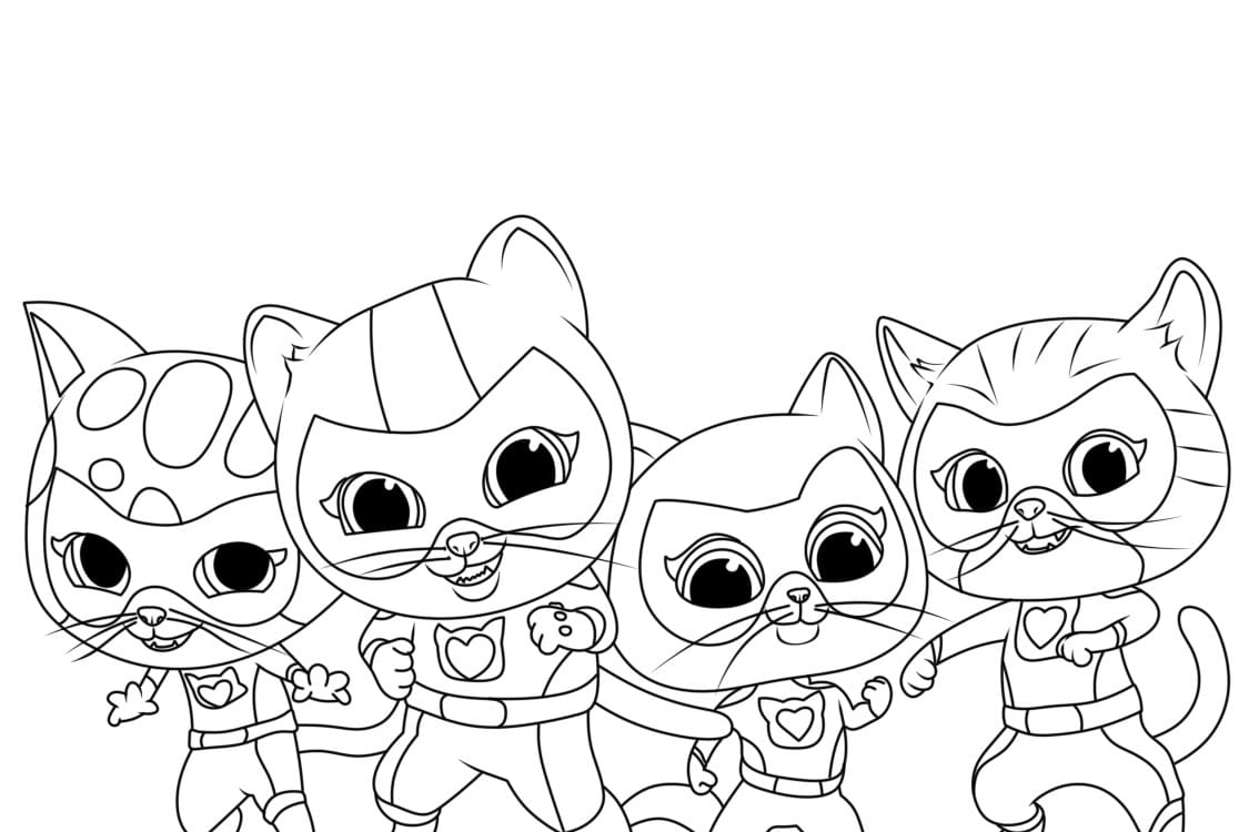 Målarbild Utskrivbar Superkattungar för Barn
