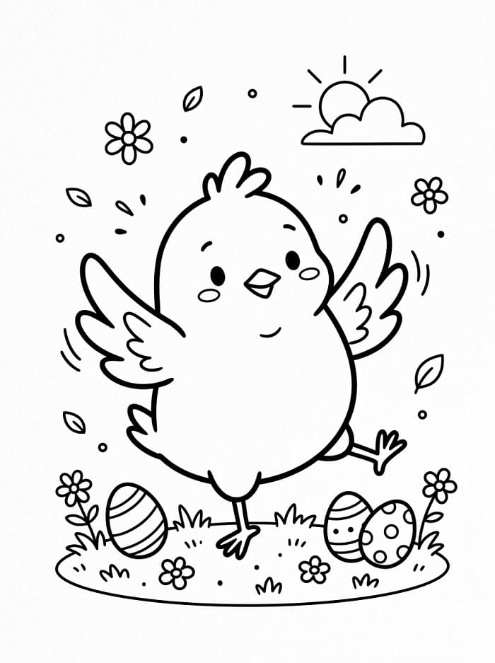 Målarbild Dansande påskkyckling