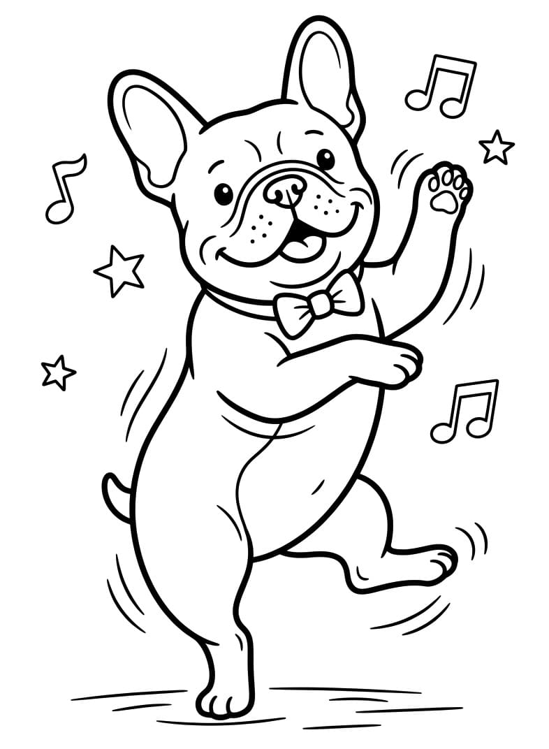 Målarbild En Glad Fransk Bulldogg