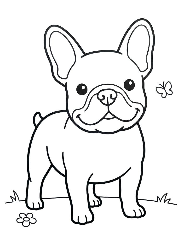 Målarbild En Söt Fransk Bulldogg