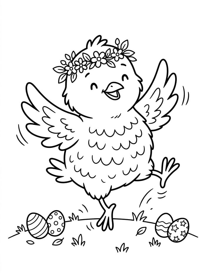 Målarbild En dansande påskkyckling