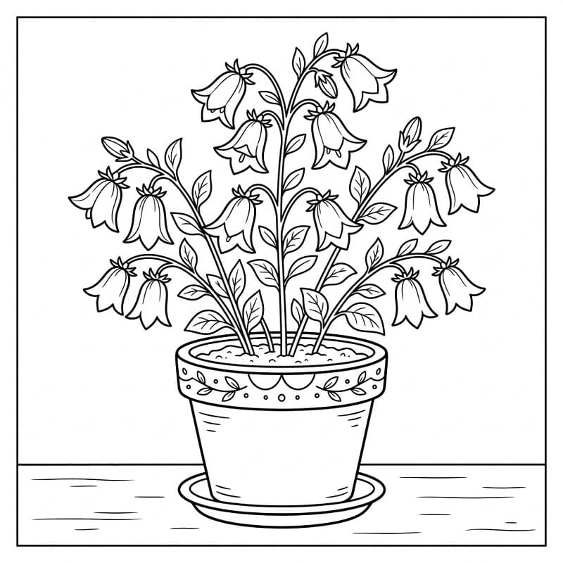 Målarbild En klockblomskruka