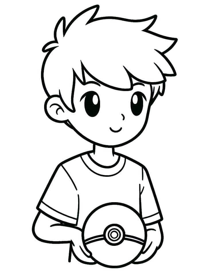 Målarbild En pojke och en Pokéboll