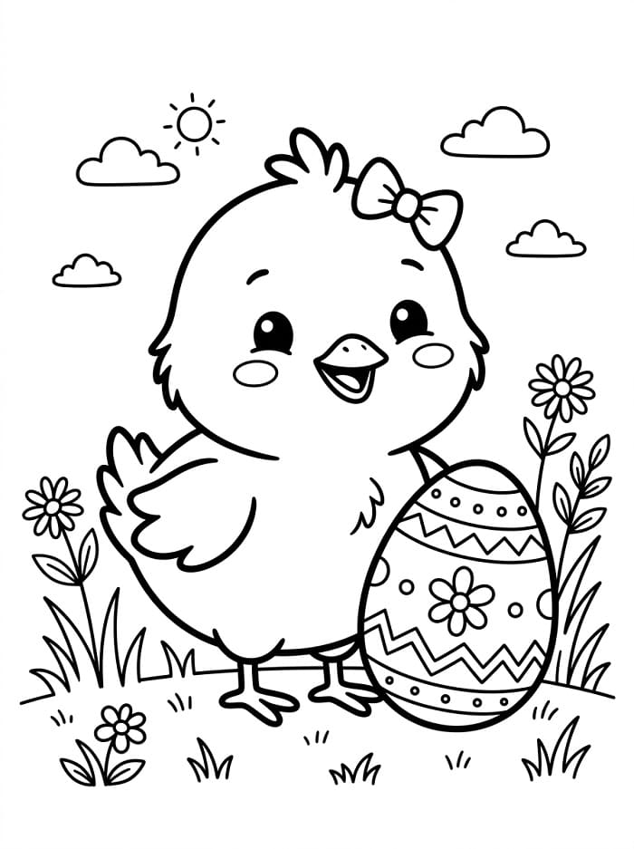 Målarbild En söt påskkylling