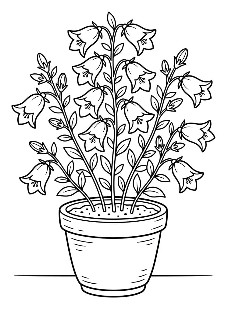 Målarbild Klockblommor i kruka