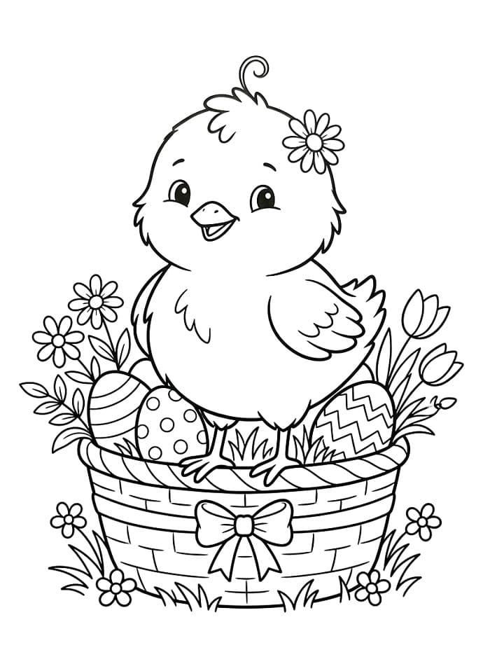 Målarbild Leende påsk kyckling