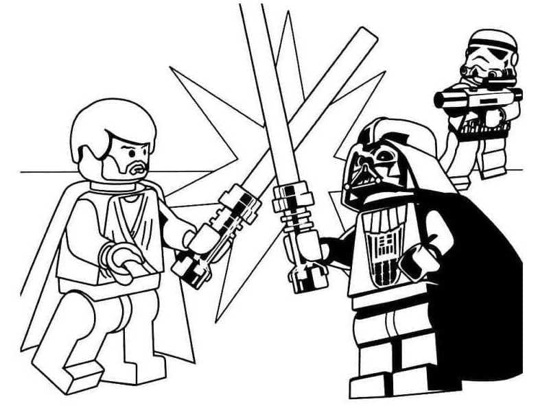 Målarbild Obi-Wan Kenobi vs Darth Vader från Lego Star Wars