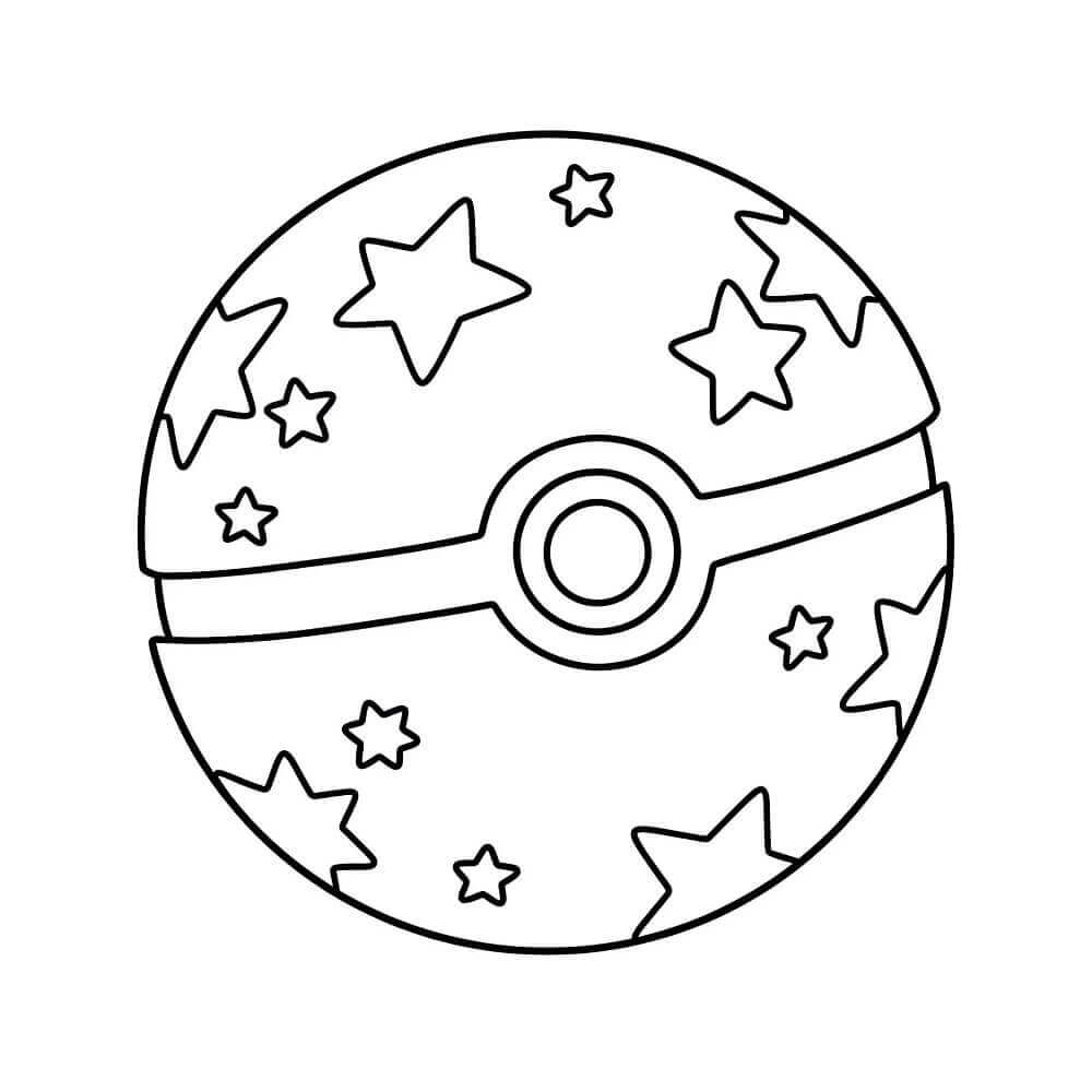 Målarbild Pokéboll med stjärnor