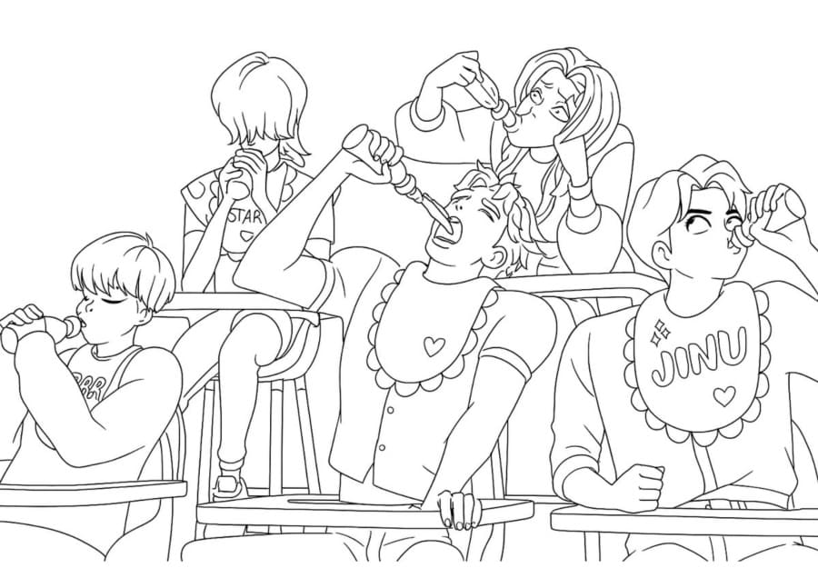 Målarbild Saja Boys Gratis Utskrivbar